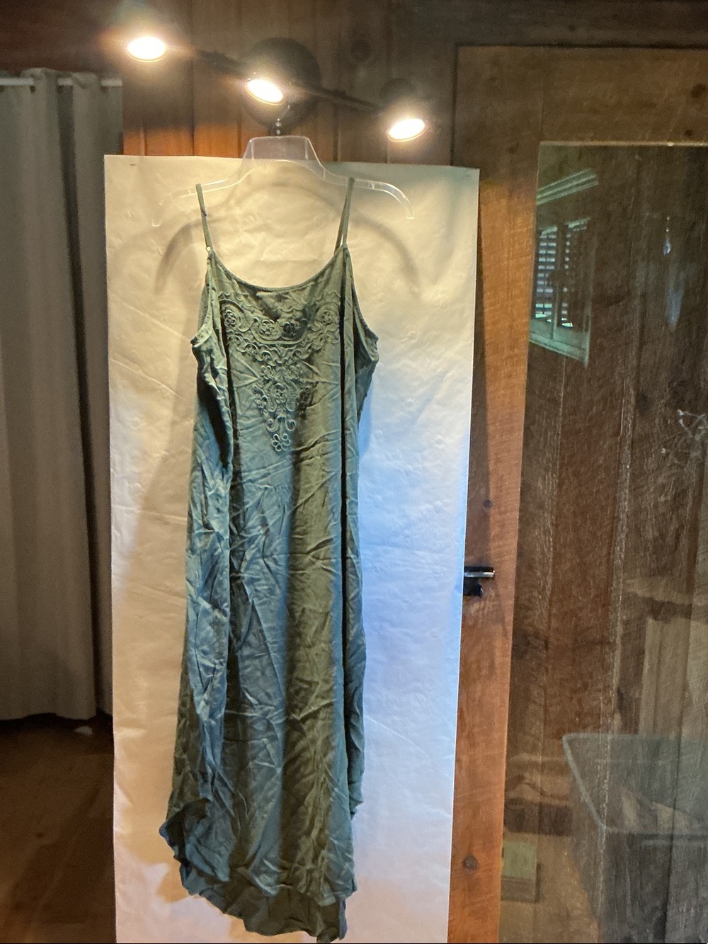Merona Olive Green Lace-Front Maxi Slip Dress